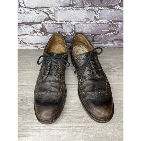 Frye Jones Wingtip Dark Brown Leather Distressed Dress Shoes Men Sz 13D US/46EU - Picture 15 of 16
